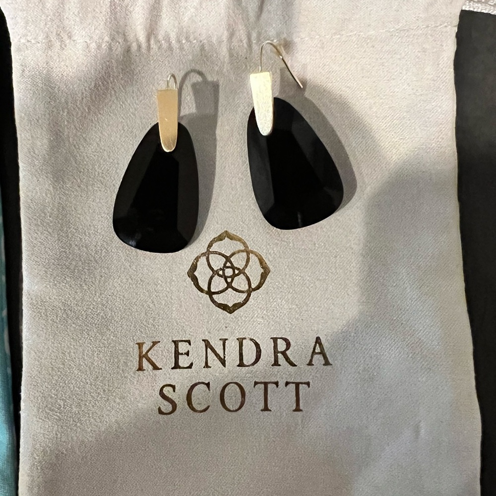 Kendra Scott Marty Drop Black and Gold or Silver Earrings